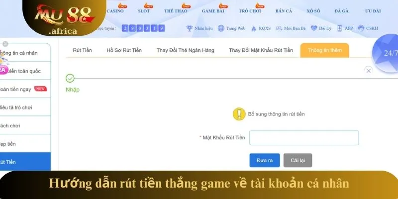 TRANG CHỦ 19 Hướng dẫn rút tiền thắng game về tài khoản cá nhân