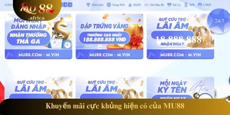 TRANG CHỦ 20 Khuyến mãi cực khủng hiện có của MU88