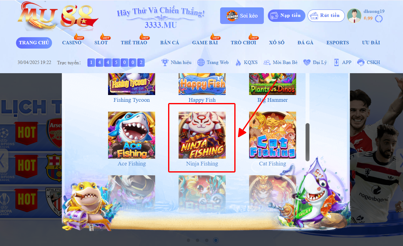 Ninja Fishing – Siêu Phẩm Bắn Cá Phong Cách Ninja tại sảnh TP Fishing nhà cái MU88 2 Chọn game Ninja Fishing trong danh mục