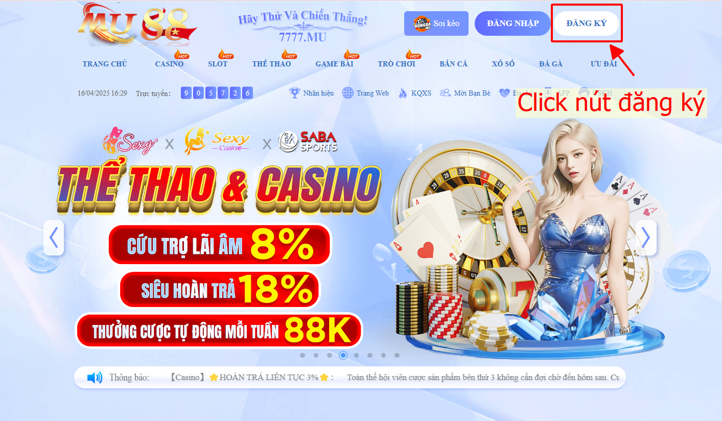 Đăng Ký MU88 Thao Tác Nhanh Gọn - Khuyến Mãi Ngập Tràn 3 Nhấp nút đăng ký trên trang web Mu88