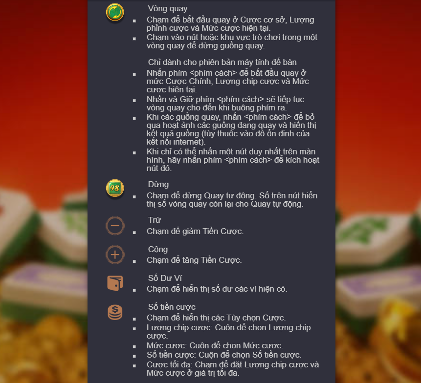 Mahjong Ways – Game Slot Lấy Cảm Hứng Từ Văn Hóa Mạt Chược Trung Hoa 4 Các nút tính năng hỗ trợ trong game