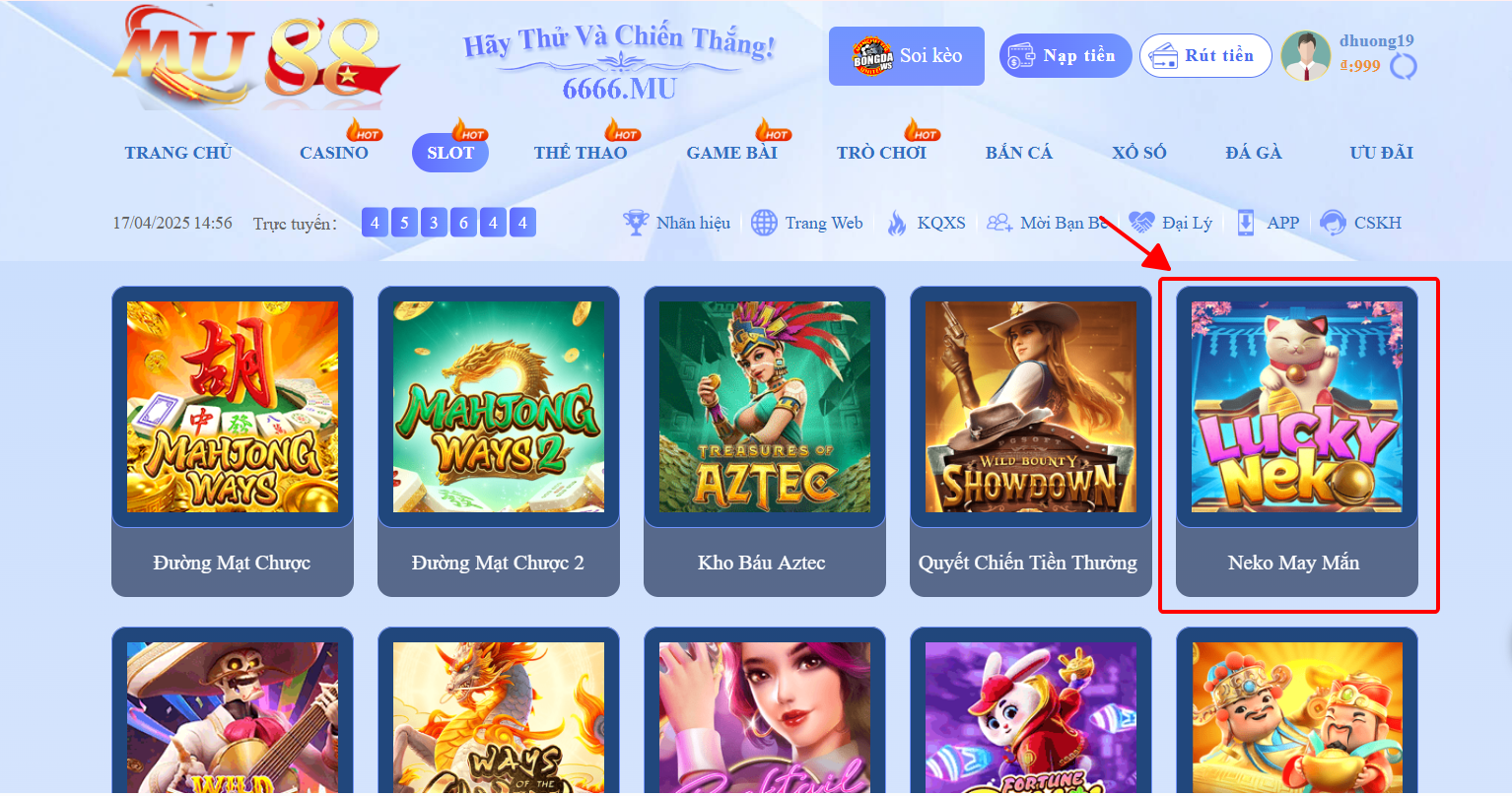 Bùng nổ phần thưởng với Lucky Neko – Game slot hot nhất hiện nay 2 Game Lucky Neko trong danh mục game tại Mu88