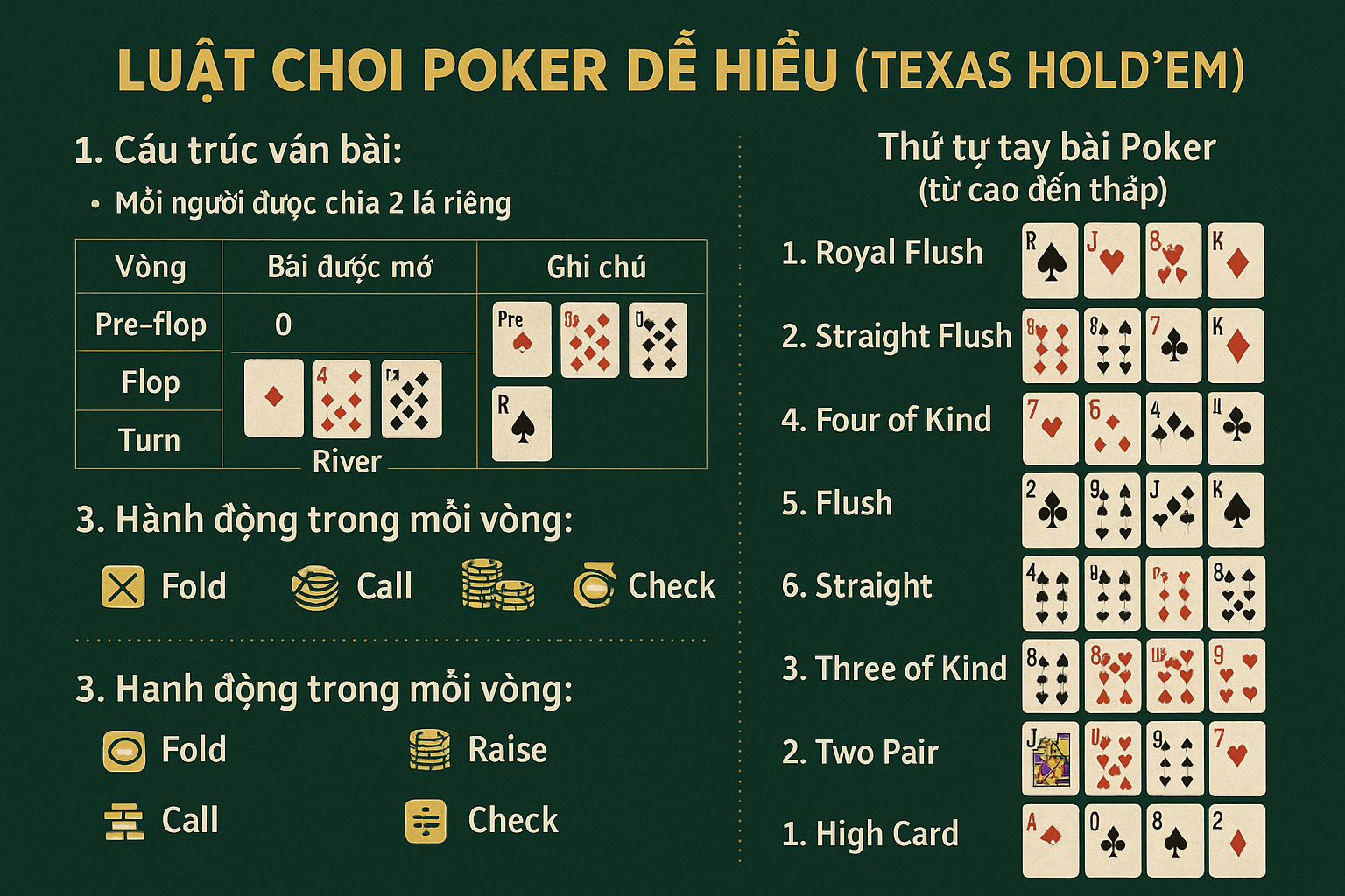 MU88 Poker – Thế giới đỏ đen đầy cơ hội và phần thưởng khủng! 3 Bảng tóm tắt luật chơi Poker