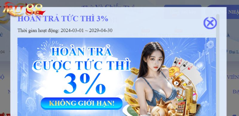 Top 10 Khuyến Mãi MU88 Mới Nổi Bật Nhất Trong Năm 2025 3 Hoàn cược tất thì không giới hạn